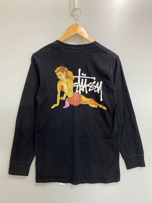 【中古品】【メンズ】 STUSSY ステューシー GIRL PRINT L/S TEE ガール プリント ロングスリーブ 長袖 プリント Tシャツ メンズ トップス 142-260720-em-13-min サイズ：Ｓ カラー：ブラック 万代Net店