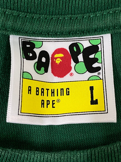 【中古品】【メンズ】 A BATHING APE アベイシングエイプ LOGO L/S TEE ロゴ 長袖 Tシャツ ロングスリーブ メンズ トップス 142-260720-em-12-min サイズ：Ｌ カラー：グリーン 万代Net店