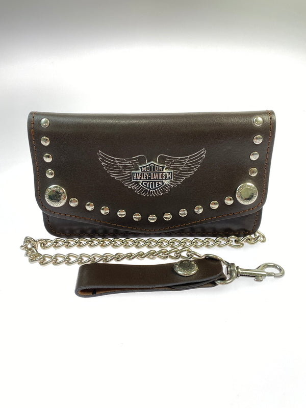 【中古品】【メンズ】 HARLEY-DAVIDSON ハーレーダビッドソン バイカーズウォレット 長財布 ロングウォレット 201-260719-AS-37-min カラー：ブラウン 万代Net店
