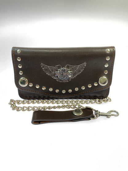 【中古品】【メンズ】 HARLEY-DAVIDSON ハーレーダビッドソン バイカーズウォレット 長財布 ロングウォレット 201-260719-AS-37-min カラー：ブラウン 万代Net店