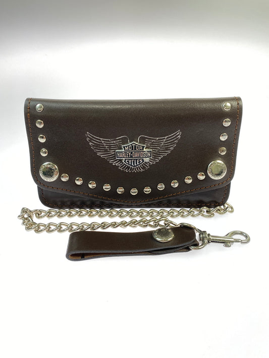 【中古品】【メンズ】 HARLEY-DAVIDSON ハーレーダビッドソン バイカーズウォレット 長財布 ロングウォレット 201-260719-AS-37-min カラー：ブラウン 万代Net店