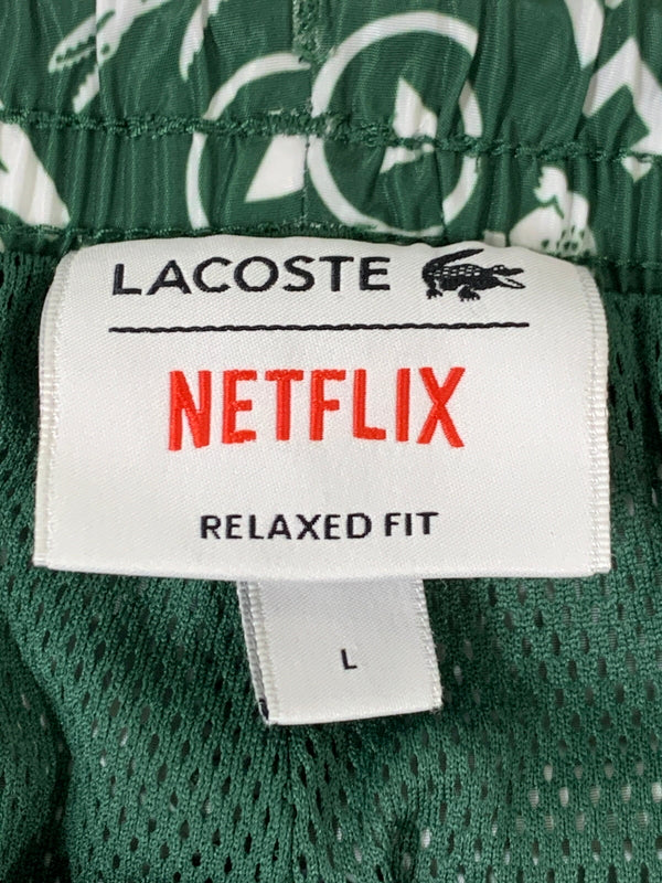 【中古品】【メンズ】 LACOSTE ラコステ ×NETFLIX ネットフリックス XH9342 NYLON EASY PANTS ナイロンイージーパンツ ボトムス 158-260718-AS-7-min サイズ：L カラー：グリーン/ホワイト 万代Net店