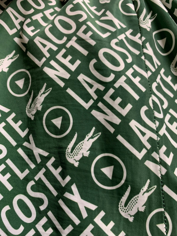 【中古品】【メンズ】 LACOSTE ラコステ ×NETFLIX ネットフリックス XH9342 NYLON EASY PANTS ナイロンイージーパンツ ボトムス 158-260718-AS-7-min サイズ：L カラー：グリーン/ホワイト 万代Net店