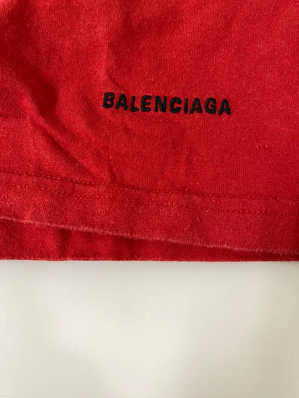 【中古品】【メンズ】 BALENCIAGA バレンシアガ LOGO S/S TEE 541853 ロゴ 半袖Tシャツ メンズ トップス 141-260720-em-14-min サイズ：Ｓ カラー：レッド 万代Net店
