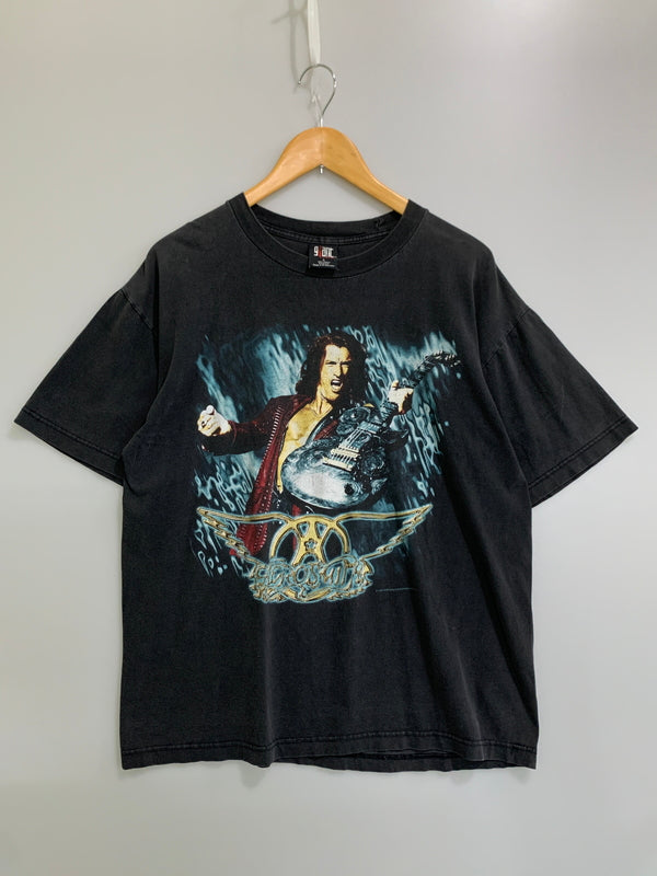 【中古品】【メンズ】 GIANT ジャイアント AEROSMITH エアロスミス 90S JOE PERRY TEE ジョー・ペリー プリント 半袖Tシャツ 146-260714-ta-31-min サイズ：L カラー：ブラック 万代Net店