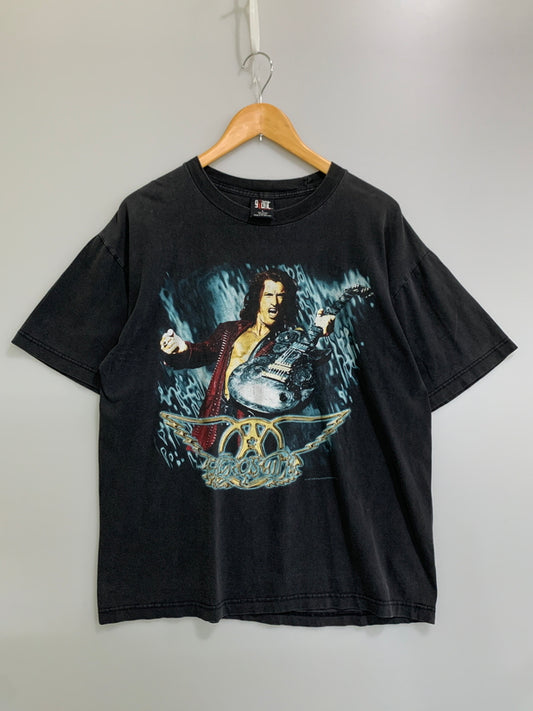 【中古品】【メンズ】 GIANT ジャイアント AEROSMITH エアロスミス 90S JOE PERRY TEE ジョー・ペリー プリント 半袖Tシャツ 146-260714-ta-31-min サイズ：L カラー：ブラック 万代Net店