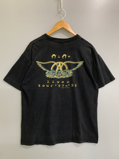 【中古品】【メンズ】 GIANT ジャイアント AEROSMITH エアロスミス 90S JOE PERRY TEE ジョー・ペリー プリント 半袖Tシャツ 146-260714-ta-31-min サイズ：L カラー：ブラック 万代Net店