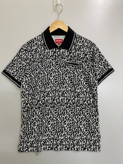 【中古品】【メンズ】 SUPREME シュプリーム LEOPARD POLO レオパード 半袖 ポロシャツ メンズ トップス 柄シャツ 149-260720-em-09-min サイズ：Ｓ カラー：ブラック/ホワイト 万代Net店