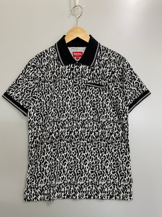 【中古品】【メンズ】 SUPREME シュプリーム LEOPARD POLO レオパード 半袖 ポロシャツ メンズ トップス 柄シャツ 149-260720-em-09-min サイズ：Ｓ カラー：ブラック/ホワイト 万代Net店