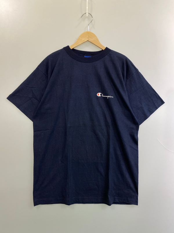 【中古品】【メンズ】 CHAMPION チャンピオン 90'S LOGO TEE 90年代 半袖 ロゴ Tシャツ メンズ トップス 90年代 ヴィンテージ 146-260717-em-34-min サイズ：XL カラー：ネイビー 万代Net店
