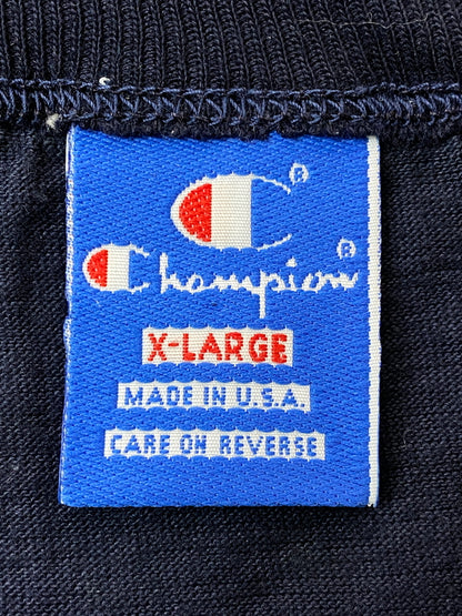 【中古品】【メンズ】 CHAMPION チャンピオン 90'S LOGO TEE 90年代 半袖 ロゴ Tシャツ メンズ トップス 90年代 ヴィンテージ 146-260717-em-34-min サイズ：XL カラー：ネイビー 万代Net店