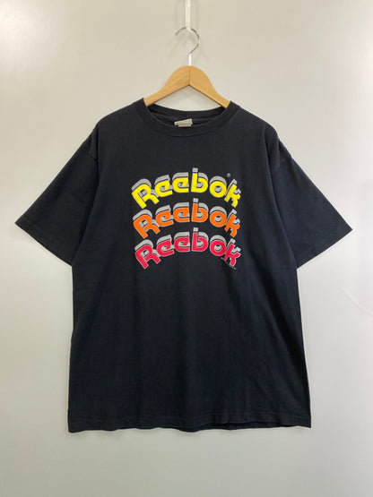 【中古品】【メンズ】 REEBOK リーボック 80'S LOGO TEE 80年代 半袖 ロゴ Tシャツ メンズ トップス ヴィンテージ 146-260717-em-35-min サイズ：XL カラー：ブラック 万代Net店