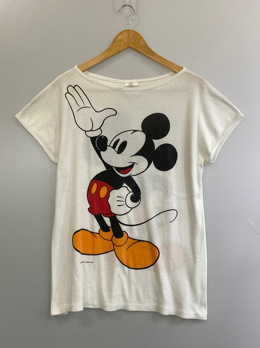 【現状渡し品】【メンズ】 DISNEY ディズニー 80'S MICKEY MOUSE 両面 TEE 80年代 ミッキーマウス 両面 ティー 半袖 ショートスリーブ Tシャツ 146-260724-hu-20-min サイズ：L カラー：ホワイト 万代Net店
