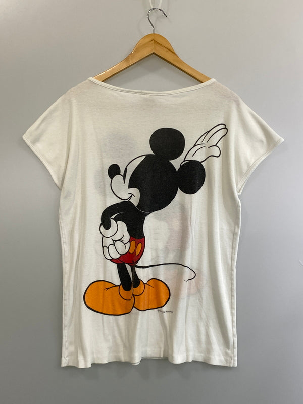 【現状渡し品】【メンズ】 DISNEY ディズニー 80'S MICKEY MOUSE 両面 TEE 80年代 ミッキーマウス 両面 ティー 半袖 ショートスリーブ Tシャツ 146-260724-hu-20-min サイズ：L カラー：ホワイト 万代Net店