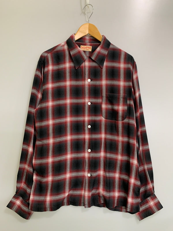 【中古品】【メンズ】 SUGAR CANE シュガーケーン RAYON OMBRE CHECK OPEN SHIRT SC29120 レーヨン オンブレーチェック オープンシャツ メンズ 長袖 シャツ 145-260717-em-09-min サイズ：Ｌ カラー：ブラック/レッド/グレー 万代Net店