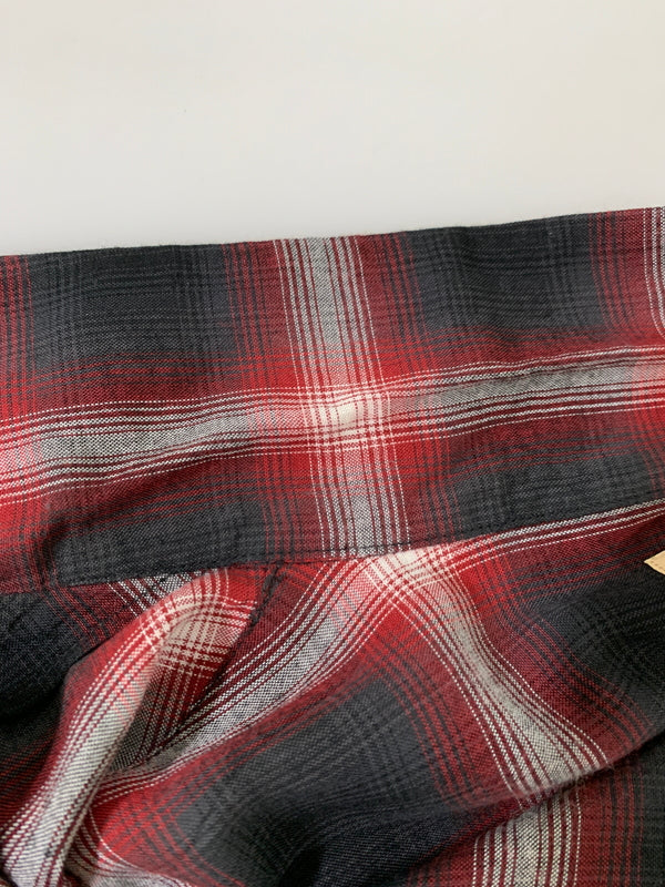 【中古品】【メンズ】 SUGAR CANE シュガーケーン RAYON OMBRE CHECK OPEN SHIRT SC29120 レーヨン オンブレーチェック オープンシャツ メンズ 長袖 シャツ 145-260717-em-09-min サイズ：Ｌ カラー：ブラック/レッド/グレー 万代Net店