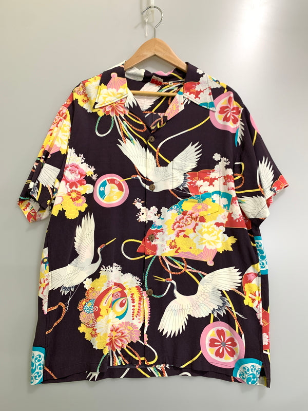 【中古品】【メンズ】 SUN SURF RAYON S/S SPECIAL EDITION JAPANESE BAZAAR THE CRY OF CRANE SS38679 レーヨン 半袖 鶴 アロハシャツ 145-260717-em-10-min サイズ：M カラー：マルチカラー 万代Net店