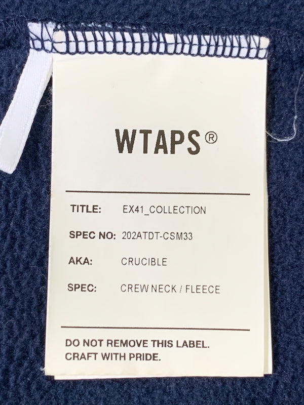 【中古品】【メンズ】 WTAPS ダブルタップス CRUCIBLE CREW NECK FLEECE 202ATDT-CSM33 クルーシブル クルーネック フリース 長袖 スウェット メンズ トップス 142-260717-em-01-min サイズ：2 カラー：ネイビー 万代Net店