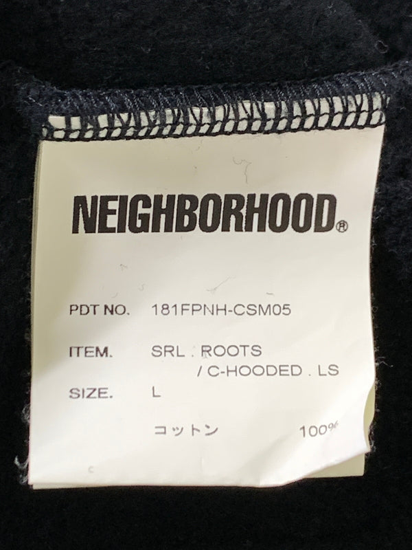 【中古品】【メンズ】 NEIGHBORHOOD ネイバーフッド 181FPNH-CSM05 SRL.ROOTS C-HOODED.LS プルオーバーパーカー 142-260718-AS-31-min サイズ：L カラー：ブラック 万代Net店