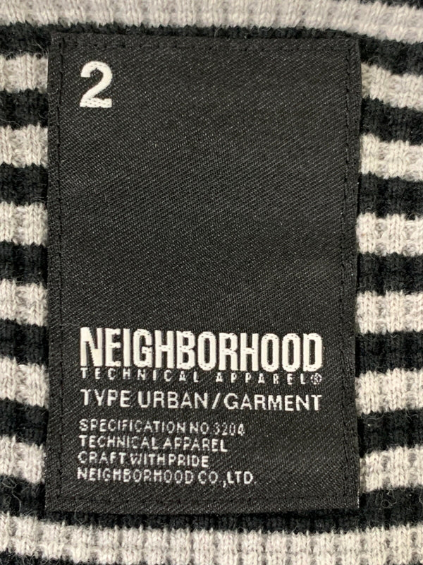 【中古品】【メンズ】 NEIGHBORHOOD ネイバーフッド BORDER WAFFLE T ボーダー ワッフル 長袖 Tシャツ メンズ トップス 142-260717-em-22-min サイズ：2 カラー：ブラック/グレー 万代Net店