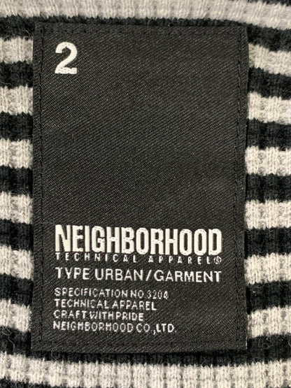 【中古品】【メンズ】 NEIGHBORHOOD ネイバーフッド BORDER WAFFLE T ボーダー ワッフル 長袖 Tシャツ メンズ トップス 142-260717-em-22-min サイズ：2 カラー：ブラック/グレー 万代Net店