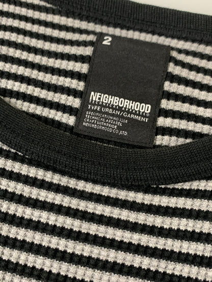 【中古品】【メンズ】 NEIGHBORHOOD ネイバーフッド BORDER WAFFLE T ボーダー ワッフル 長袖 Tシャツ メンズ トップス 142-260717-em-22-min サイズ：2 カラー：ブラック/グレー 万代Net店