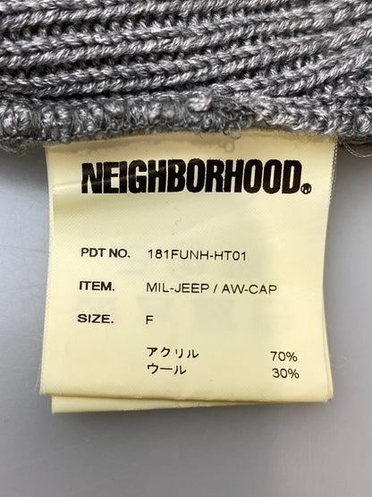 【中古品】【メンズ】 NEIGHBORHOOD ネイバーフッド 181FUNH-HT01 MIL-JEEP AW-CAP ニットキャップ 帽子 185-260729-AS-35-min カラー：グレー 万代Net店