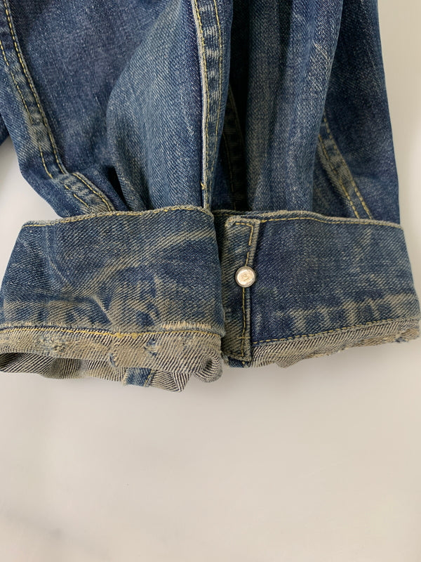 【中古品】【メンズ】 LEE リー 101-J DENIM JACKET 70'S デニム ジャケット メンズ Gジャン アウター 70年代 ヴィンテージ 146-260717-em-04-min サイズ：46 カラー：インディゴブルー 万代Net店