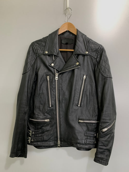 【中古品】【メンズ】 JACK ROSE ジャックローズ ダブルライダースジャケット 290706J メンズ アウター レザージャケット 羊革 ラムレザー 147-260731-em-70-min サイズ：3 カラー：ブラック 万代Net店