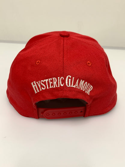 【中古品】【メンズ】 HYSTERIC GLAMOUR ヒステリックグラマー CAP キャップ 帽子 刺繍 185-260723-em-21-min サイズ：FREE カラー：レッド 万代Net店