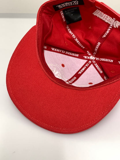 【中古品】【メンズ】 HYSTERIC GLAMOUR ヒステリックグラマー CAP キャップ 帽子 刺繍 185-260723-em-21-min サイズ：FREE カラー：レッド 万代Net店