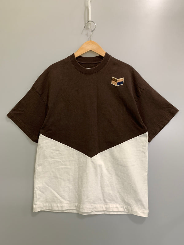 【中古品】【メンズ】 JIL SANDER ジルサンダー KK JM NM 0019 バイカラーTシャツ メンズ トップス 半袖 刺繍 141-260720-em-46-min サイズ：Ｓ カラー：ブラウン/ホワイト 万代Net店