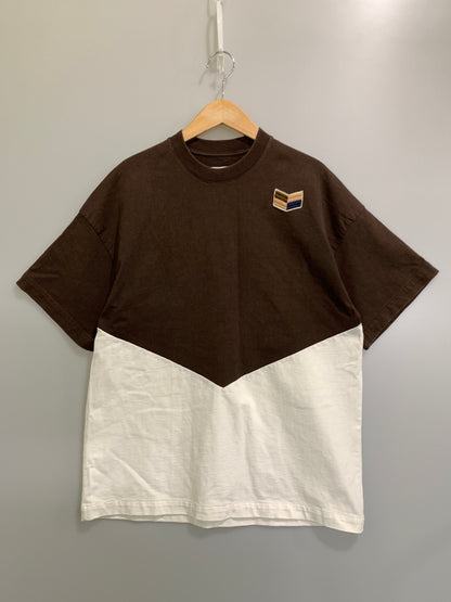 【中古品】【メンズ】 JIL SANDER ジルサンダー KK JM NM 0019 バイカラーTシャツ メンズ トップス 半袖 刺繍 141-260720-em-46-min サイズ：Ｓ カラー：ブラウン/ホワイト 万代Net店