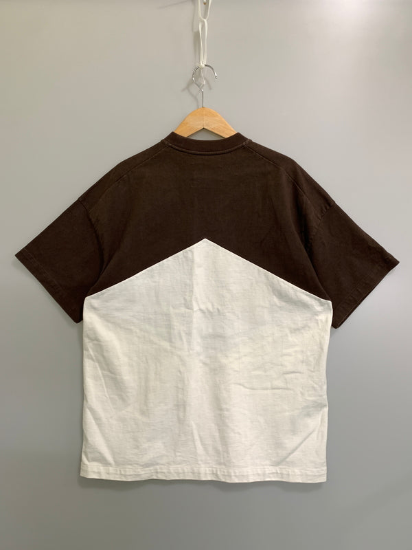 【中古品】【メンズ】 JIL SANDER ジルサンダー KK JM NM 0019 バイカラーTシャツ メンズ トップス 半袖 刺繍 141-260720-em-46-min サイズ：Ｓ カラー：ブラウン/ホワイト 万代Net店