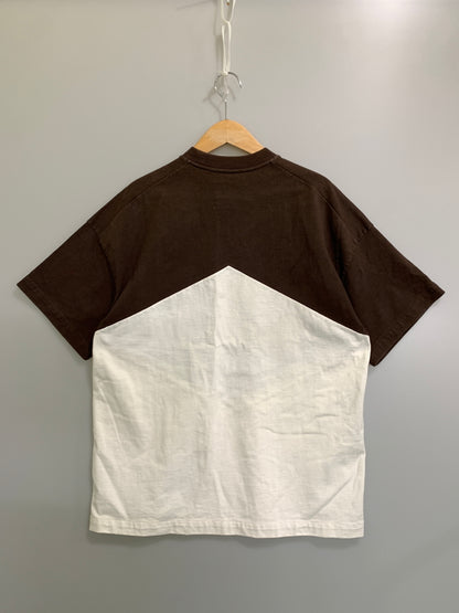 【中古品】【メンズ】 JIL SANDER ジルサンダー KK JM NM 0019 バイカラーTシャツ メンズ トップス 半袖 刺繍 141-260720-em-46-min サイズ：Ｓ カラー：ブラウン/ホワイト 万代Net店
