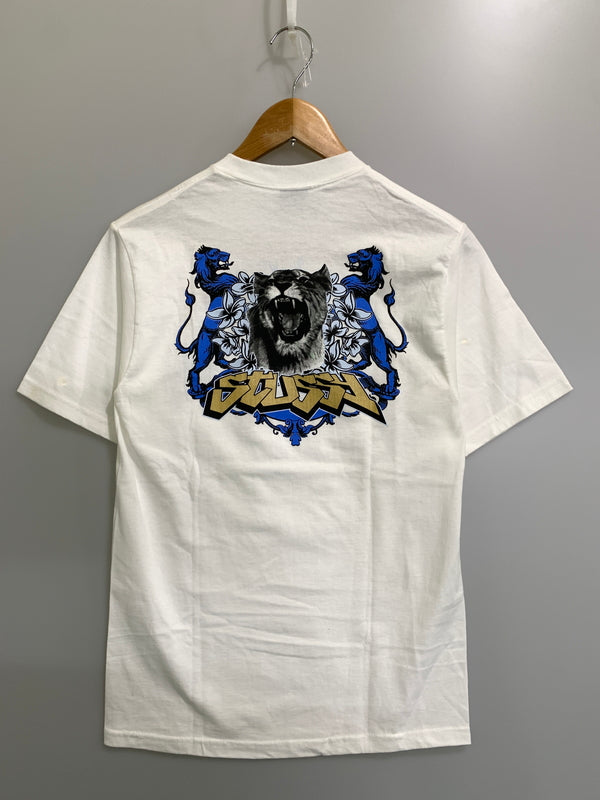 【中古品】【メンズ】 OLD STUSSY オールドステューシー 00S PANTHER × LION LOGO SS TEE パンサー × ライオン ロゴ プリント 半袖 Tシャツ 00年代 ヴィンテージ メンズ トップス 142-260720-em-57-min サイズ：Ｓ カラー：ホワイト 万代Net店