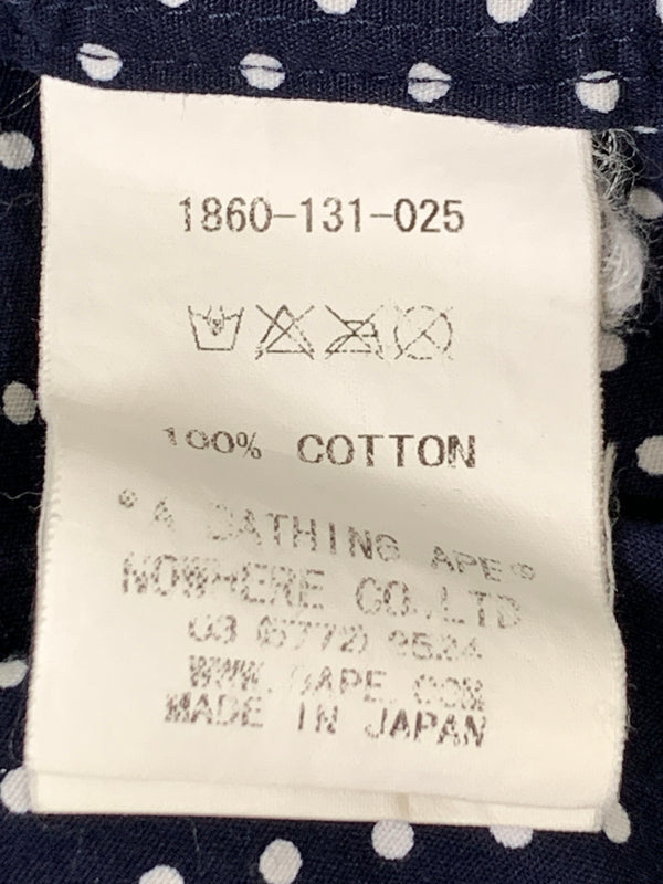 【中古品】【メンズ】 A BATHING APE アベイシングエイプ DOT LS SHIRT ドット ロングスリーブ シャツ メンズ トップス 水玉模様 長袖 142-260720-em-67-min サイズ：M カラー：ネイビー/ホワイト 万代Net店