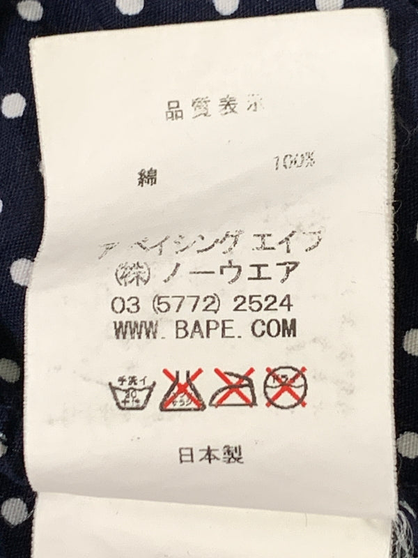 【中古品】【メンズ】 A BATHING APE アベイシングエイプ DOT LS SHIRT ドット ロングスリーブ シャツ メンズ トップス 水玉模様 長袖 142-260720-em-67-min サイズ：M カラー：ネイビー/ホワイト 万代Net店