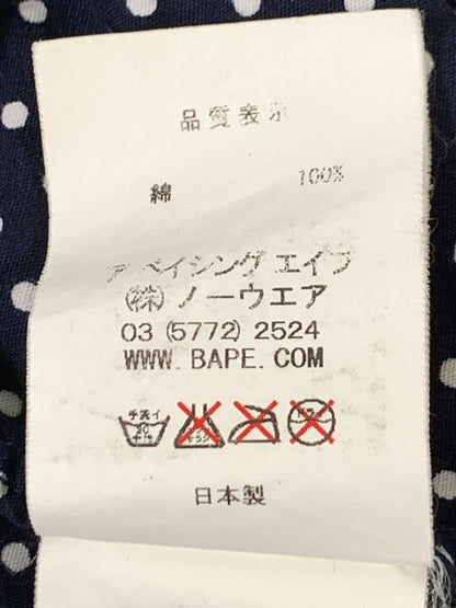 【中古品】【メンズ】 A BATHING APE アベイシングエイプ DOT LS SHIRT ドット ロングスリーブ シャツ メンズ トップス 水玉模様 長袖 142-260720-em-67-min サイズ：M カラー：ネイビー/ホワイト 万代Net店
