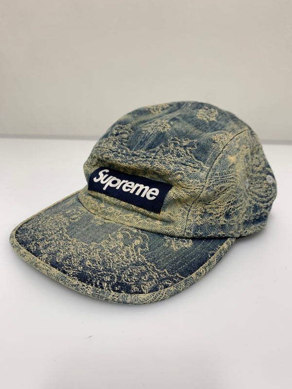 【中古品】【メンズ/レディース】 SUPREME シュプリーム 25SS BANDANA JACQUARD DENIM CAMP CAP バンダナ ジャカード デニム キャンプ キャップ 帽子 185-260723-em-18-min サイズ：58cm ONE SIZE カラー：インディゴ 万代Net店
