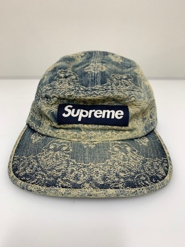 【中古品】【メンズ/レディース】 SUPREME シュプリーム 25SS BANDANA JACQUARD DENIM CAMP CAP バンダナ ジャカード デニム キャンプ キャップ 帽子 185-260723-em-18-min サイズ：58cm ONE SIZE カラー：インディゴ 万代Net店