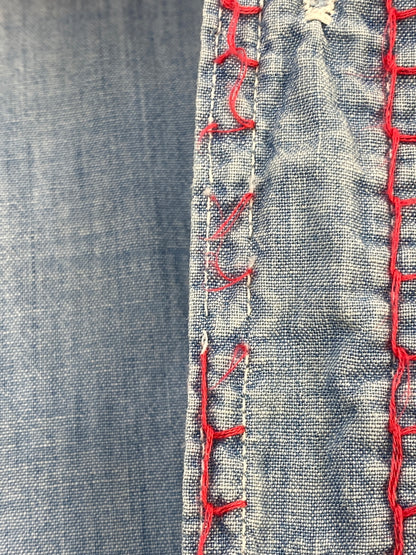 【中古品】【メンズ】 BIGMAC ビッグマック 70'S HANDSTITCH CHAMBRAY SHIRT 70年代 ハンドステッチ シャンブレー シャツ 長袖 ロングスリーブ 146-260724-hu-35-min カラー：ライトブルー系 万代Net店