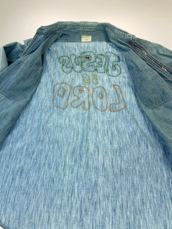 【中古品】【メンズ】 BIGMAC ビッグマック 70'S HANDSTITCH CHAMBRAY SHIRT 70年代 ハンドステッチ シャンブレー シャツ 長袖 ロングスリーブ 146-260724-hu-35-min カラー：ライトブルー系 万代Net店