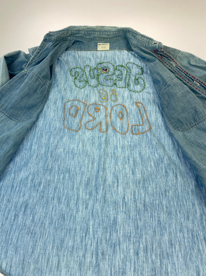 【中古品】【メンズ】 BIGMAC ビッグマック 70'S HANDSTITCH CHAMBRAY SHIRT 70年代 ハンドステッチ シャンブレー シャツ 長袖 ロングスリーブ 146-260724-hu-35-min カラー：ライトブルー系 万代Net店