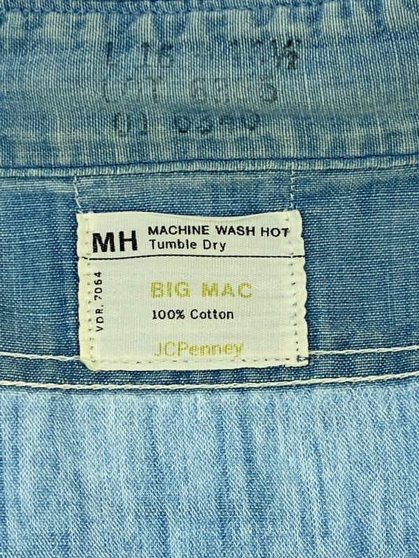 【中古品】【メンズ】 BIGMAC ビッグマック 70'S HANDSTITCH CHAMBRAY SHIRT 70年代 ハンドステッチ シャンブレー シャツ 長袖 ロングスリーブ 146-260724-hu-35-min カラー：ライトブルー系 万代Net店