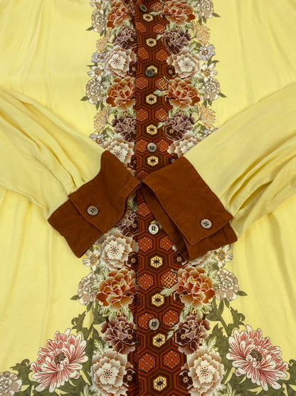 【中古品】【メンズ】 IROQUOIS イロコイ JAPANESE FLOWER L S SHIRT ジャパニーズ フラワー ロングスリーブ シャツ 379102 長袖 シャツ 140-260724-hu-30-min サイズ：2 カラー：イエロー 万代Net店