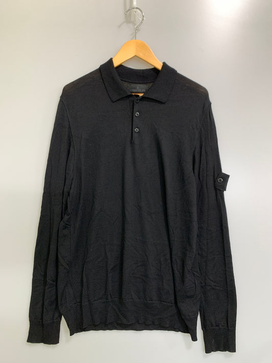 【中古品】【メンズ】 STONE ISLAND ストーンアイランド GHOST PIECE WOOL KNIT K1S155100071S00FC ゴーストピース ウールニット ポロシャツ メンズ トップス 長袖 141-260720-em-44-min サイズ：Ｌ カラー：ブラック 万代Net店