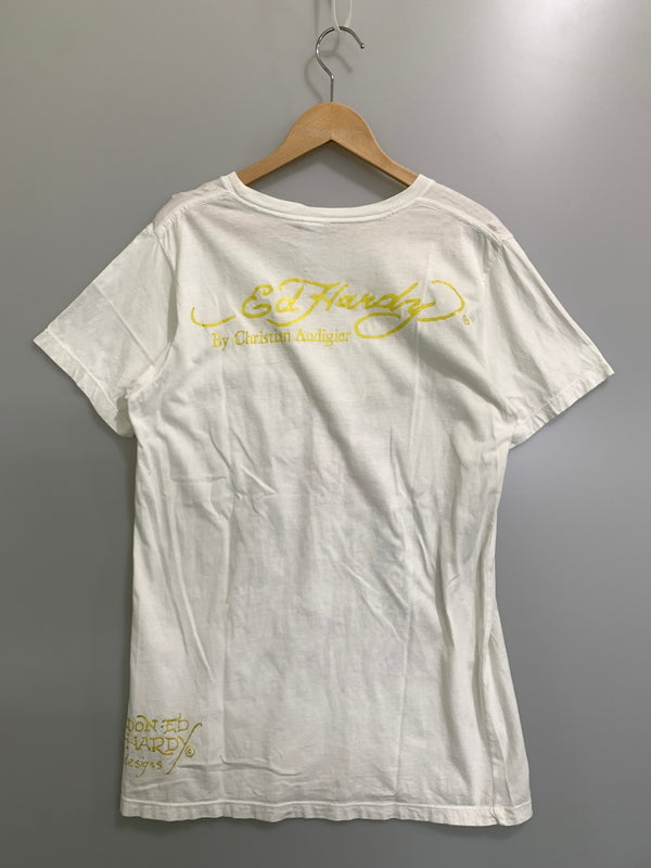 【中古品】【メンズ】 ED HARDY エドハーディー BIG PRINT TEE ビッグ プリント 半袖 Tシャツ メンズ トップス 146-260720-em-63-min サイズ：M カラー：ホワイト 万代Net店