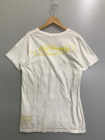 【中古品】【メンズ】 ED HARDY エドハーディー BIG PRINT TEE ビッグ プリント 半袖 Tシャツ メンズ トップス 146-260720-em-63-min サイズ：M カラー：ホワイト 万代Net店