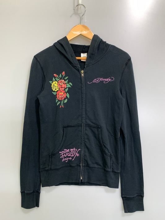 【中古品】【メンズ】 ED HARDY エドハーディ ZIP HOODIE ジップ フーディ ジップアップ メンズ ライトアウター パーカー 146-260720-em-60-min サイズ：Ｓ カラー：ブラック 万代Net店